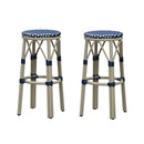PURPLE LEAF Patio Round Bar Stools Set of 2 Outdoor Backless Barstools Woven Rattan Bar Chair  for Indoor Kitchen Island Bistros Cafe Restaurant