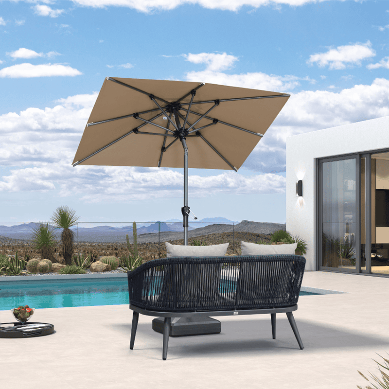 PURPLE LEAF Crank and Tilt Table Umbrella Outdoor Patio Market Umbrella with Visible Hand Crank System