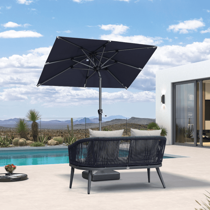 PURPLE LEAF Crank and Tilt Table Umbrella Outdoor Patio Market Umbrella with Visible Hand Crank System