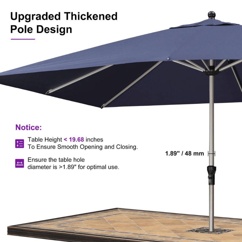 PURPLE LEAF Deluxe Aluminum Market Umbrella, Outdoor Table Umbrella for Patio, Porch