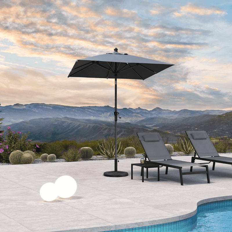 PURPLE LEAF Crank and Tilt Table Umbrella Outdoor Patio Market Umbrella with Visible Hand Crank System