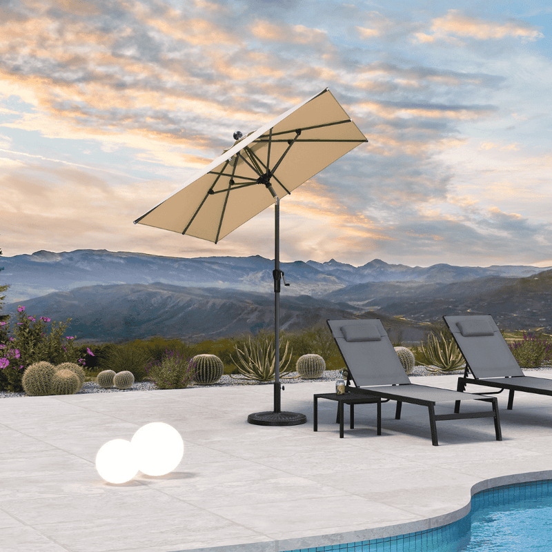 PURPLE LEAF Crank and Tilt Table Umbrella Outdoor Patio Market Umbrella with Visible Hand Crank System