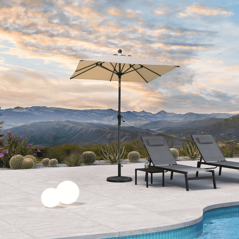 PURPLE LEAF Crank and Tilt Table Umbrella Outdoor Patio Market Umbrella with Visible Hand Crank System