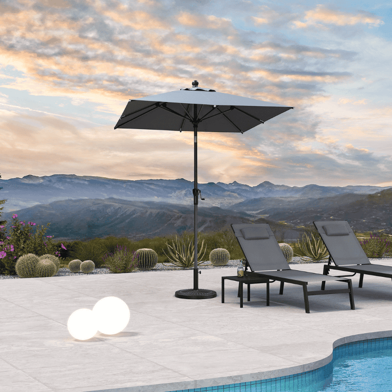 PURPLE LEAF Crank and Tilt Table Umbrella Outdoor Patio Market Umbrella with Visible Hand Crank System