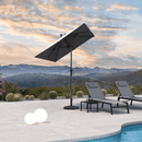 PURPLE LEAF Crank and Tilt Table Umbrella Outdoor Patio Market Umbrella with Visible Hand Crank System