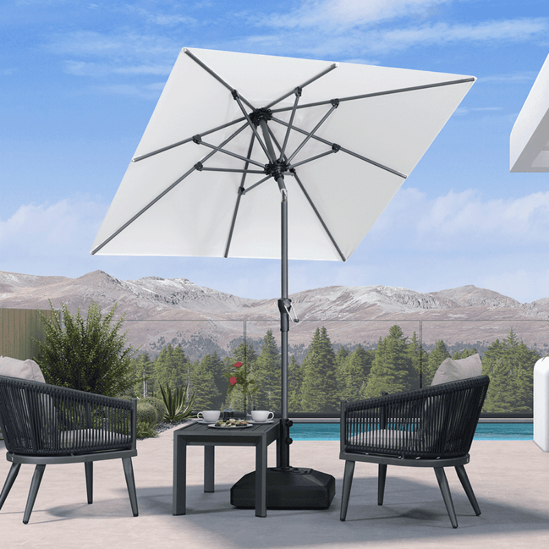 PURPLE LEAF Crank and Tilt Table Umbrella Outdoor Patio Market Umbrella with Visible Hand Crank System