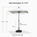 Clearance - PURPLE LEAF OPEN BOX Crank and Tilt Outdoor Patio Market Umbrella with Visible Hand Crank System