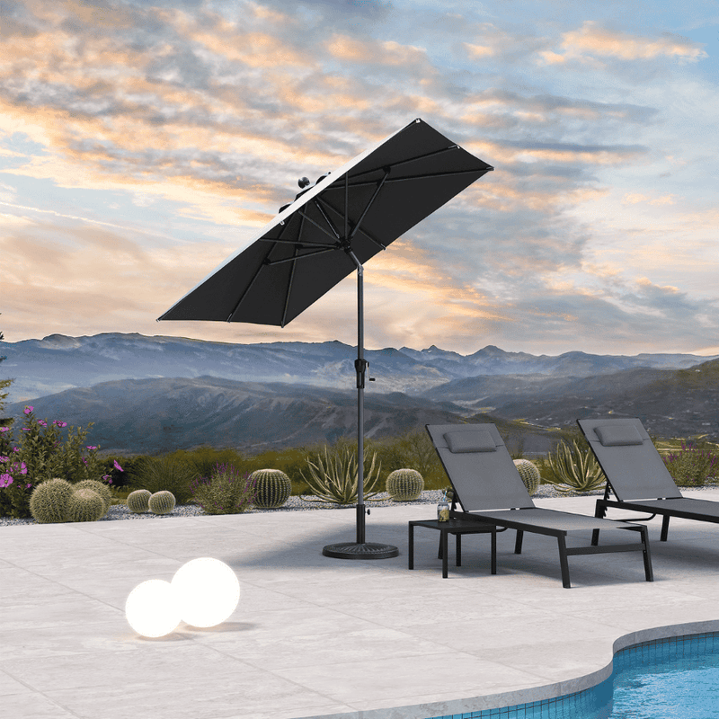 PURPLE LEAF Crank and Tilt Table Umbrella Outdoor Patio Market Umbrella with Visible Hand Crank System