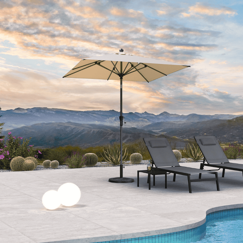 PURPLE LEAF Crank and Tilt Table Umbrella Outdoor Patio Market Umbrella with Visible Hand Crank System