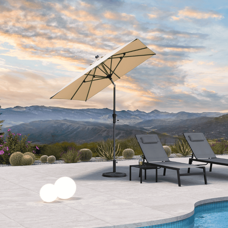 PURPLE LEAF Crank and Tilt Table Umbrella Outdoor Patio Market Umbrella with Visible Hand Crank System