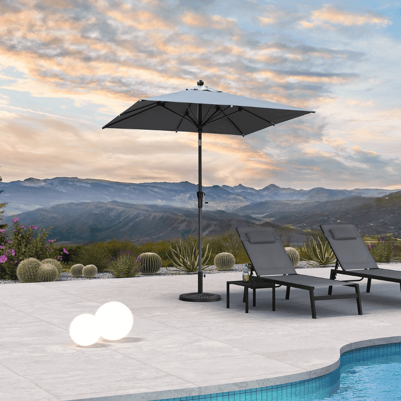 PURPLE LEAF Crank and Tilt Table Umbrella Outdoor Patio Market Umbrella with Visible Hand Crank System