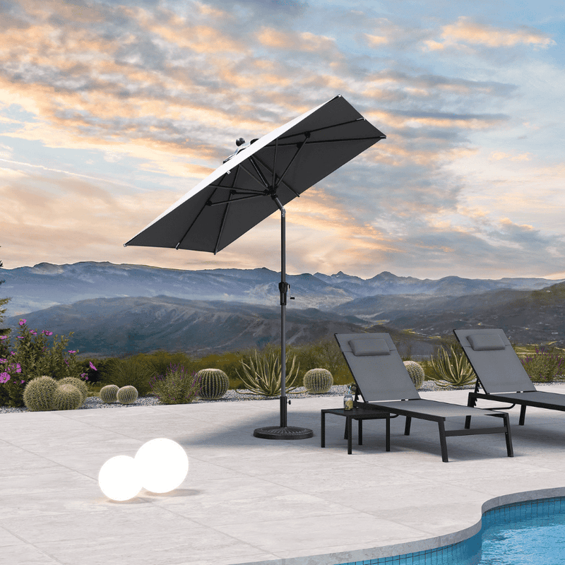 PURPLE LEAF Crank and Tilt Table Umbrella Outdoor Patio Market Umbrella with Visible Hand Crank System