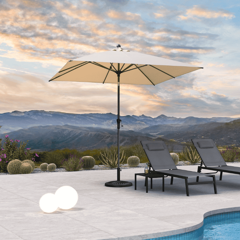 PURPLE LEAF Crank and Tilt Table Umbrella Outdoor Patio Market Umbrella with Visible Hand Crank System
