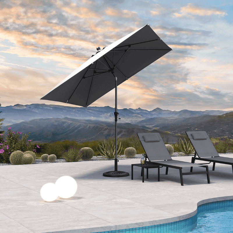 PURPLE LEAF Crank and Tilt Table Umbrella Outdoor Patio Market Umbrella with Visible Hand Crank System