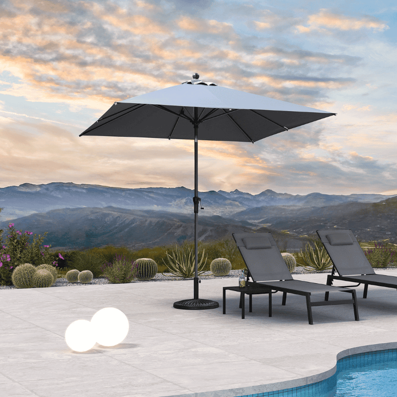 PURPLE LEAF Crank and Tilt Table Umbrella Outdoor Patio Market Umbrella with Visible Hand Crank System