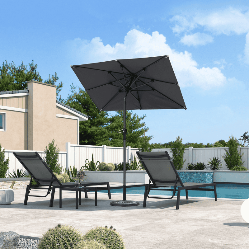 PURPLE LEAF Crank and Tilt Table Umbrella Outdoor Patio Market Umbrella with Visible Hand Crank System