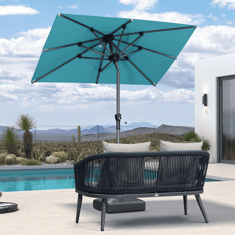 PURPLE LEAF Crank and Tilt Table Umbrella Outdoor Patio Market Umbrella with Visible Hand Crank System