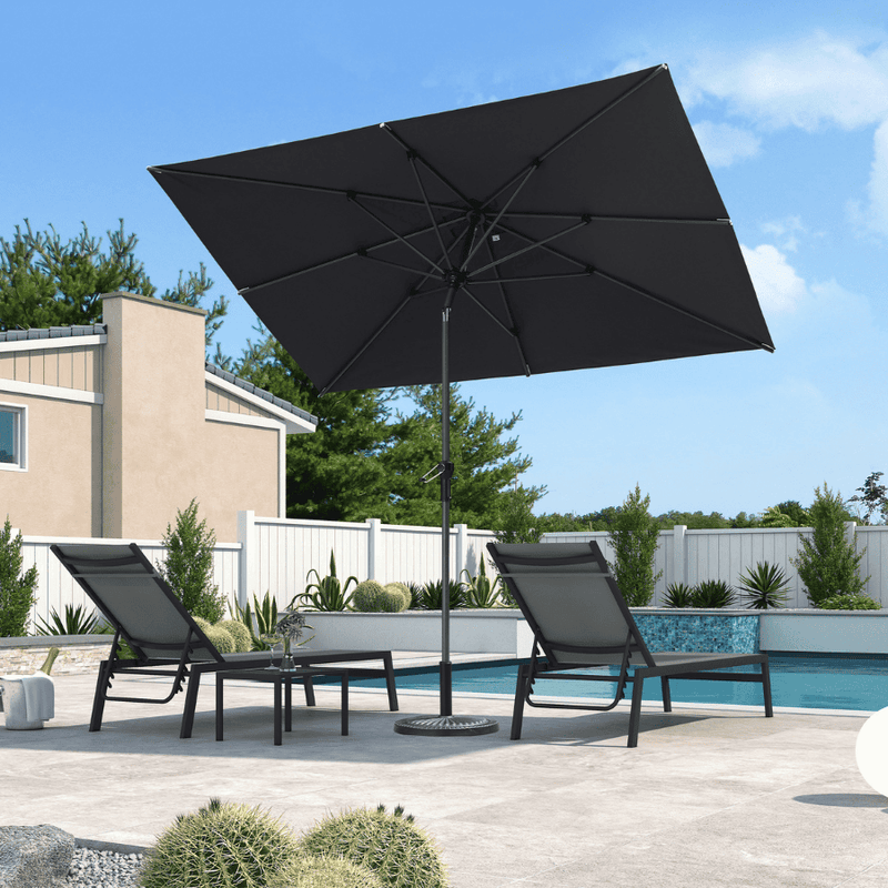 PURPLE LEAF Crank and Tilt Table Umbrella Outdoor Patio Market Umbrella with Visible Hand Crank System