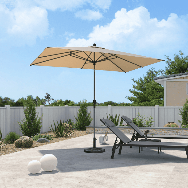 PURPLE LEAF Crank and Tilt Table Umbrella Outdoor Patio Market Umbrella with Visible Hand Crank System