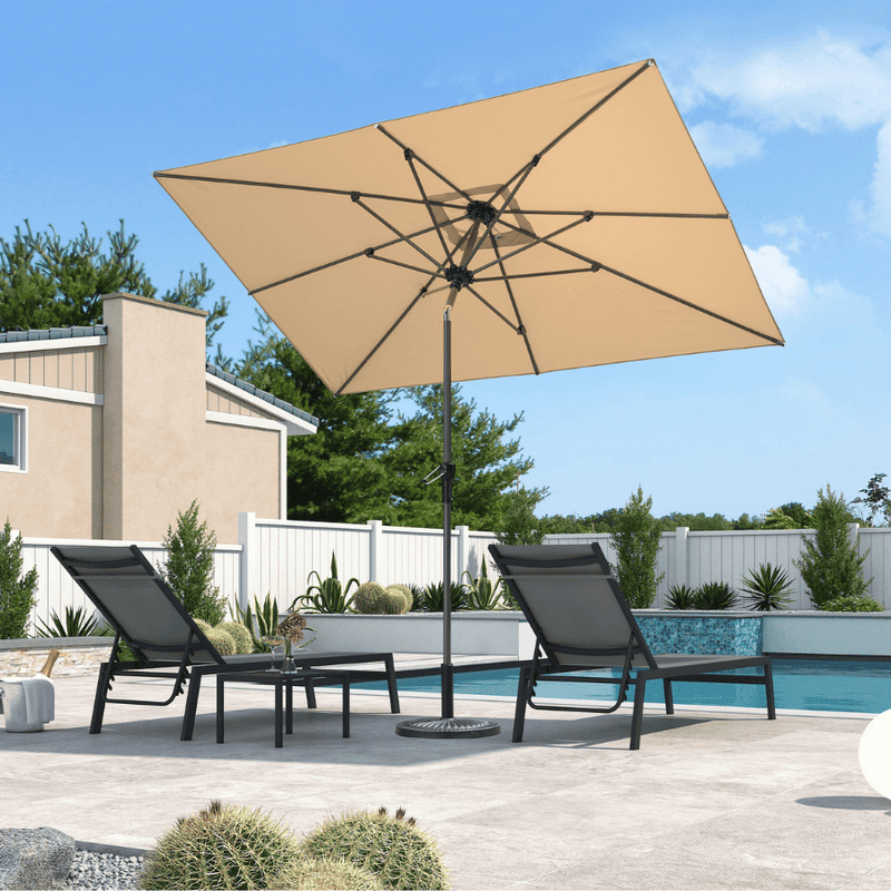PURPLE LEAF Crank and Tilt Table Umbrella Outdoor Patio Market Umbrella with Visible Hand Crank System