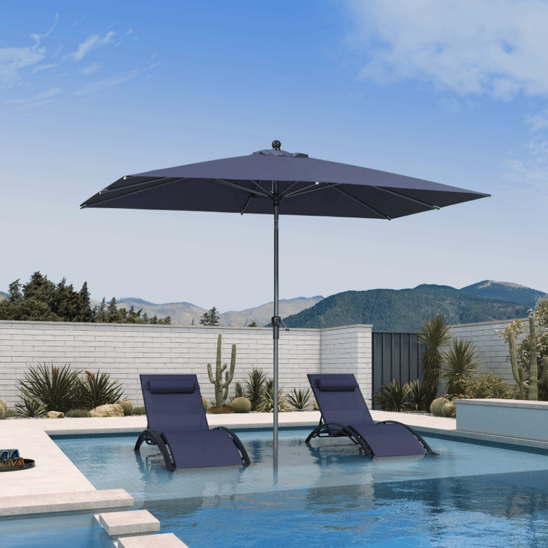 PURPLE LEAF Crank and Tilt Table Umbrella Outdoor Patio Market Umbrella with Visible Hand Crank System