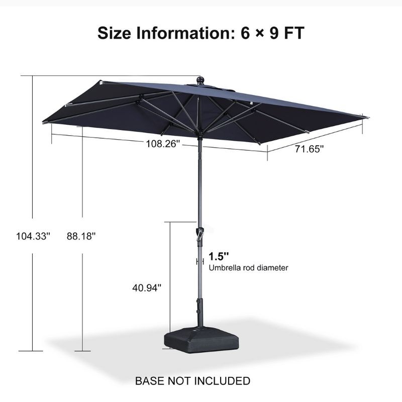 PURPLE LEAF Crank and Tilt Table Umbrella Outdoor Patio Market Umbrella with Visible Hand Crank System