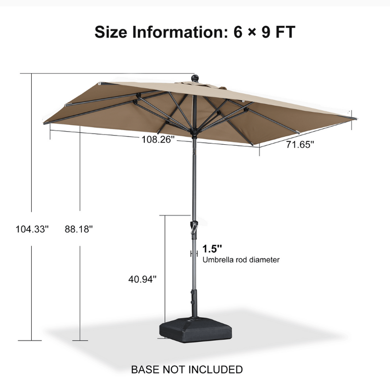 PURPLE LEAF Crank and Tilt Table Umbrella Outdoor Patio Market Umbrella with Visible Hand Crank System