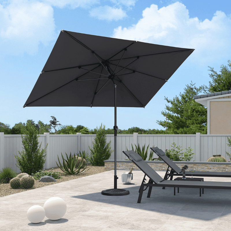 PURPLE LEAF Crank and Tilt Table Umbrella Outdoor Patio Market Umbrella with Visible Hand Crank System