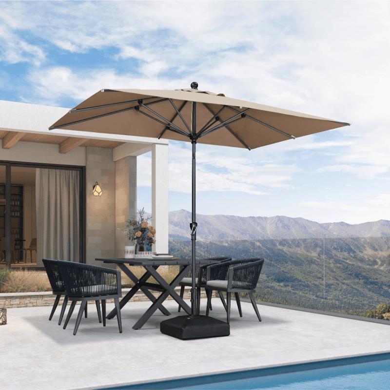 PURPLE LEAF Crank and Tilt Table Umbrella Outdoor Patio Market Umbrella with Visible Hand Crank System