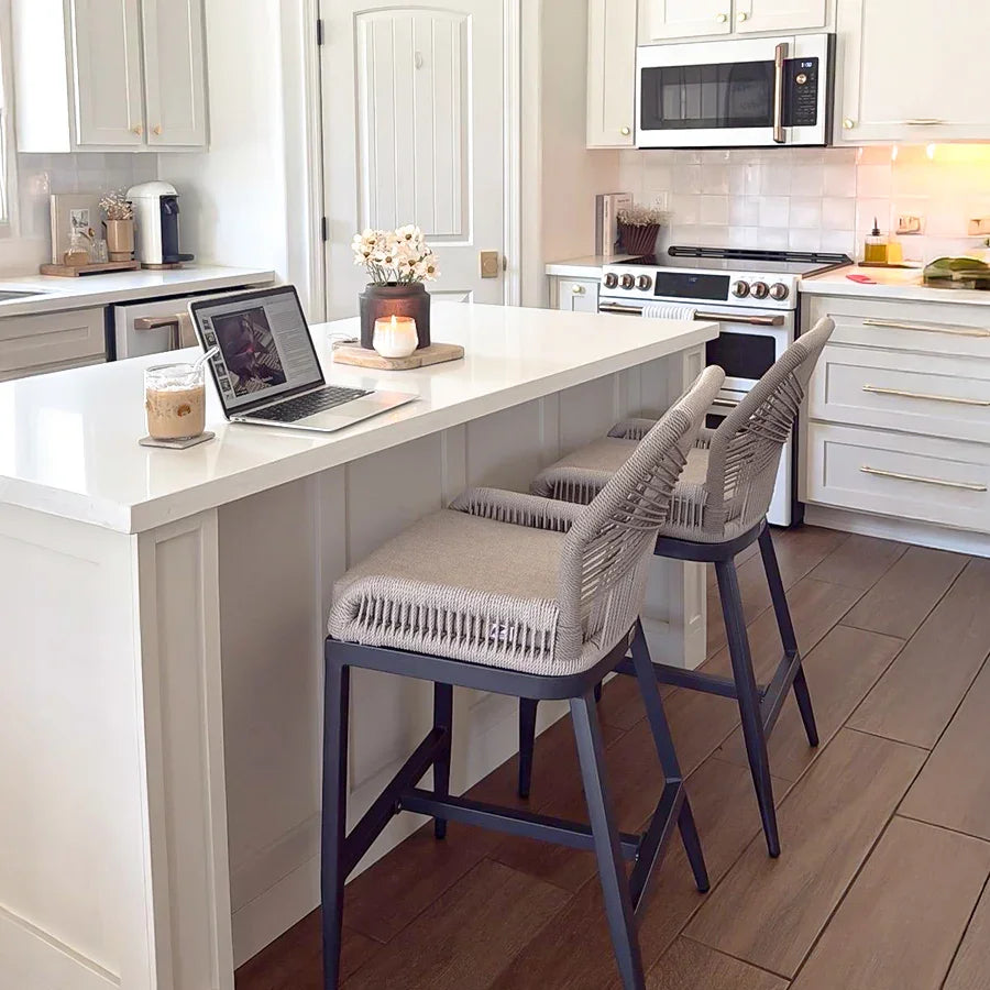 Outdoor Bar Stool Set of Modern Counter Height Patio Furniture