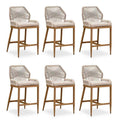 PURPLE LEAFOutdoor Bar Stool Set of 6，Wicker Chairs Bar Chairs with Cushion，All-Weather Patio Furniture kitchen stools