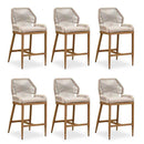 PURPLE LEAFOutdoor Bar Stool Set of 6，Wicker Chairs Bar Chairs with Cushion，All-Weather Patio Furniture kitchen stools