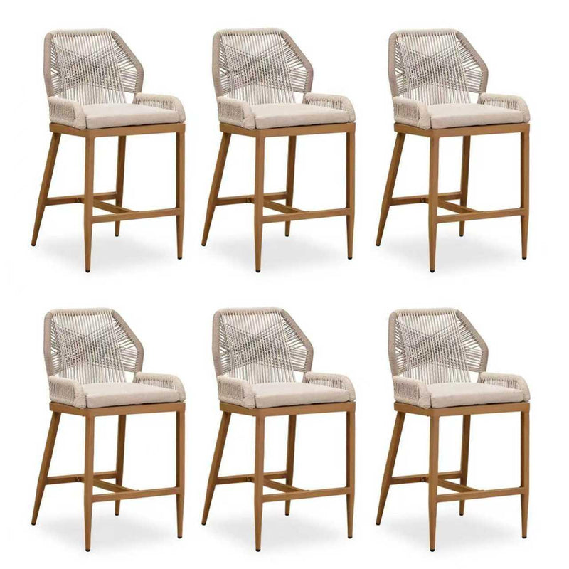 PURPLE LEAFOutdoor Bar Stool Set of 6，Wicker Chairs Bar Chairs with Cushion，All-Weather Patio Furniture kitchen stools
