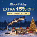 PURPLE LEAF Modern Outdoor Dining Table with 6/8/10 Seats, All-Weather Aluminum Table and Rattan Chairs with Cushions, Champagne