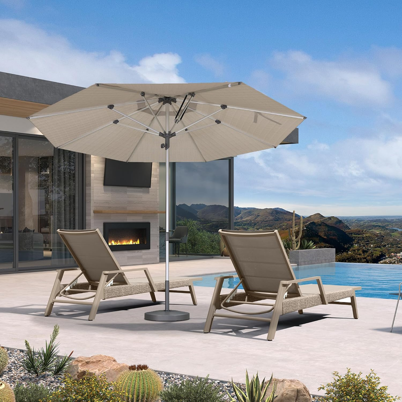 PURPLE LEAF 3-Piece Outdoor Chaise Lounge Set with Market Umbrella Adjustable Outdoor Recliners for Pool, Garden and Backyard