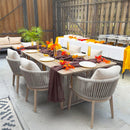 PURPLE LEAF Outdoor Dining Set for Family, Aluminum Outdoor Patio Table and Chairs Set with Olefin Cushions, Patio Furniture Set for Garden or Deck, Beige