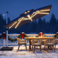 PURPLE LEAF Large Solar Yard Umbrellas Double Top Square Patio Umbrella with Lights