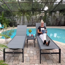 PURPLE LEAF Outdoor Aluminum Chaise Lounge with Wheels and Side Table for Outdoor Backyard Poolside