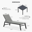 PURPLE LEAF Outdoor Aluminum Chaise Lounge with Wheels and Side Table for Outdoor Backyard Poolside