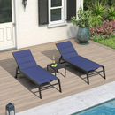 PURPLE LEAF Outdoor Aluminum Chaise Lounge with Wheels and Side Table for Outdoor Backyard Poolside