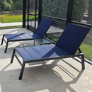 PURPLE LEAF Outdoor Aluminum Chaise Lounge with Wheels and Side Table for Outdoor Backyard Poolside