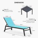 PURPLE LEAF Outdoor Aluminum Chaise Lounge with Wheels and Side Table for Outdoor Backyard Poolside