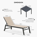 PURPLE LEAF Outdoor Aluminum Chaise Lounge with Wheels and Side Table for Outdoor Backyard Poolside