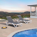 PURPLE LEAF Patio Chaise Lounge Chair Outdoor Plastic Textilene Sun Bathing Recliner Tanning Pool Lounger with 6 Adjustable Position for Outside Beach in-Pool Lawn Poolside