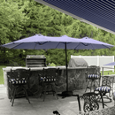 PURPLE LEAF Table Umbrella Double Sided Rectangular Patio Market Umbrella with Base