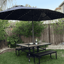 PURPLE LEAF Double-Sided Market Umbrella with Light Large Patio Umbrellas with Base