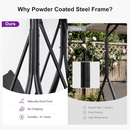 PURPLE LEAF Porch Swing with Adjustable Tilt Canopy Patio Swing with Stand and Meatl Steel Frame All-Weather Outdoor Swing Chair Seat Space-Saving for Backyard Garden Deck
