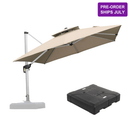 PURPLE LEAF Large Square Patio Cantilever Umbrella With Base for Garden Pool Porch