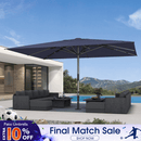PURPLE LEAF Semi-Auto Extra Large Patio Umbrella Premium Commercial Market Umbrella for Garden, Café and Hotel