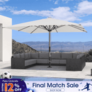 PURPLE LEAF Semi-Auto Extra Large Patio Umbrella Premium Commercial Market Umbrella for Garden, Café and Hotel
